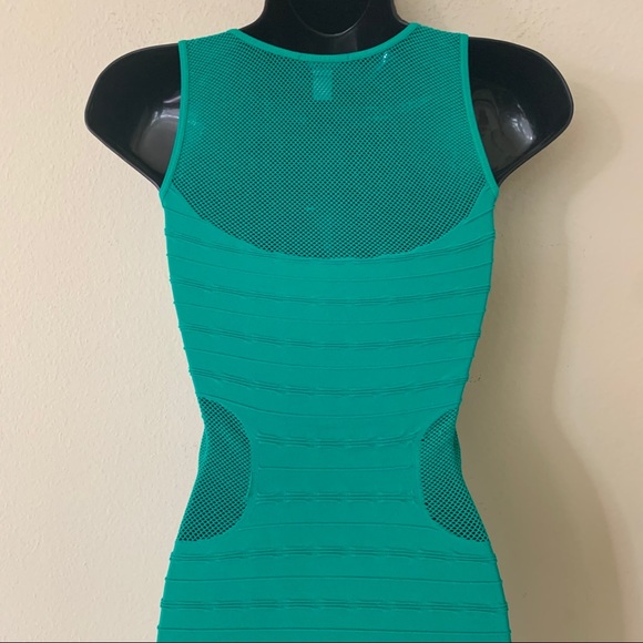 Bebe Elsa Green Bodycon Fishnet Inset Minidress - Picture 6 of 8